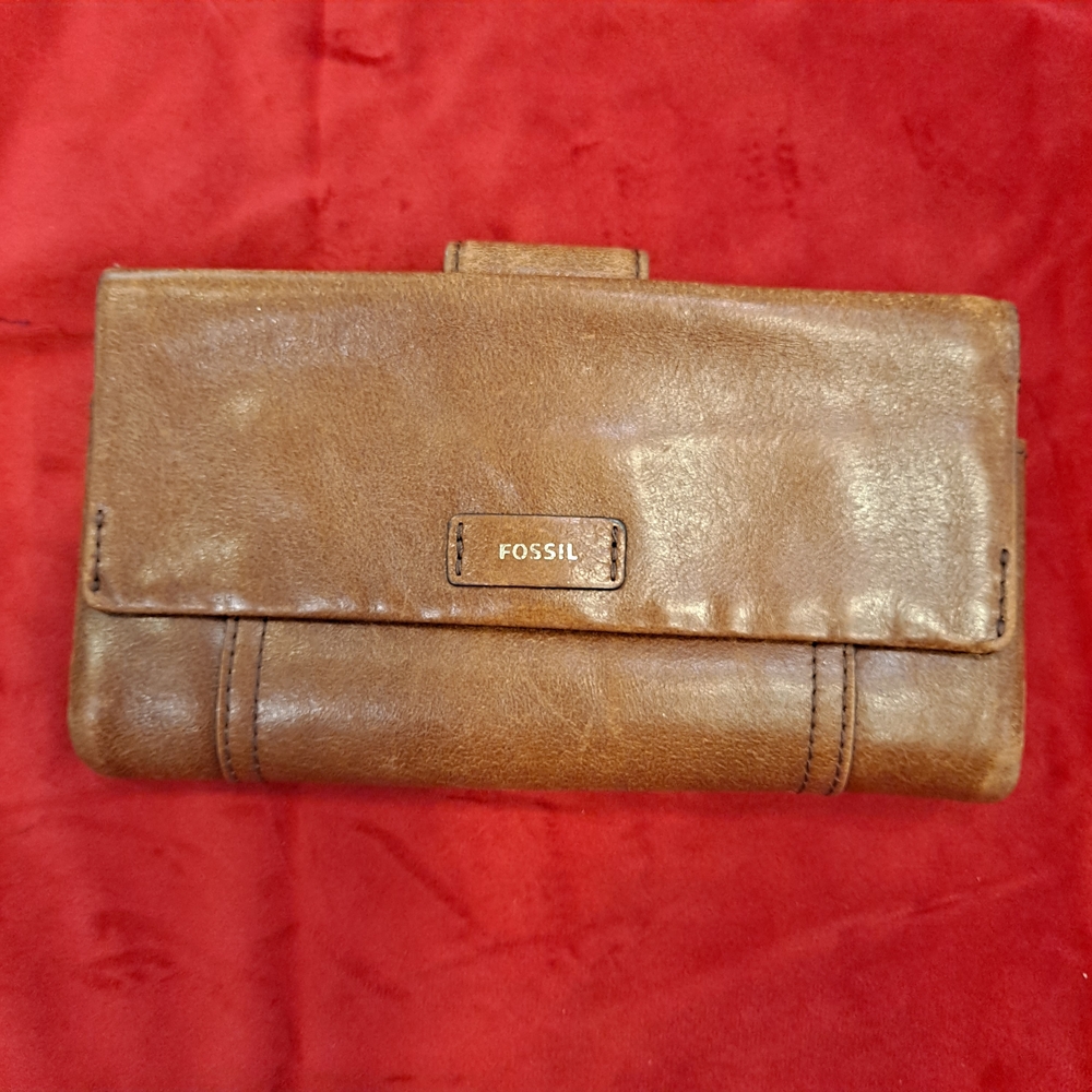Fossil Tan Leather Clutch